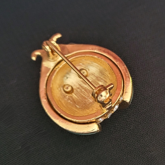 Turquoise and Rhinestone Ladybug Brooch - Picture 2 of 2